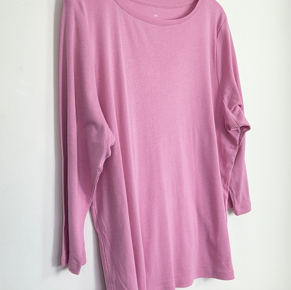 Talbots Bateau Neck Plus Size 2X Pink 3/4 Sleeve 100% Pima Cotton Tee Top - Picture 2 of 7